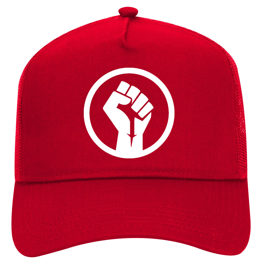 Black Power Fist Mens Mesh Trucker Hat Red