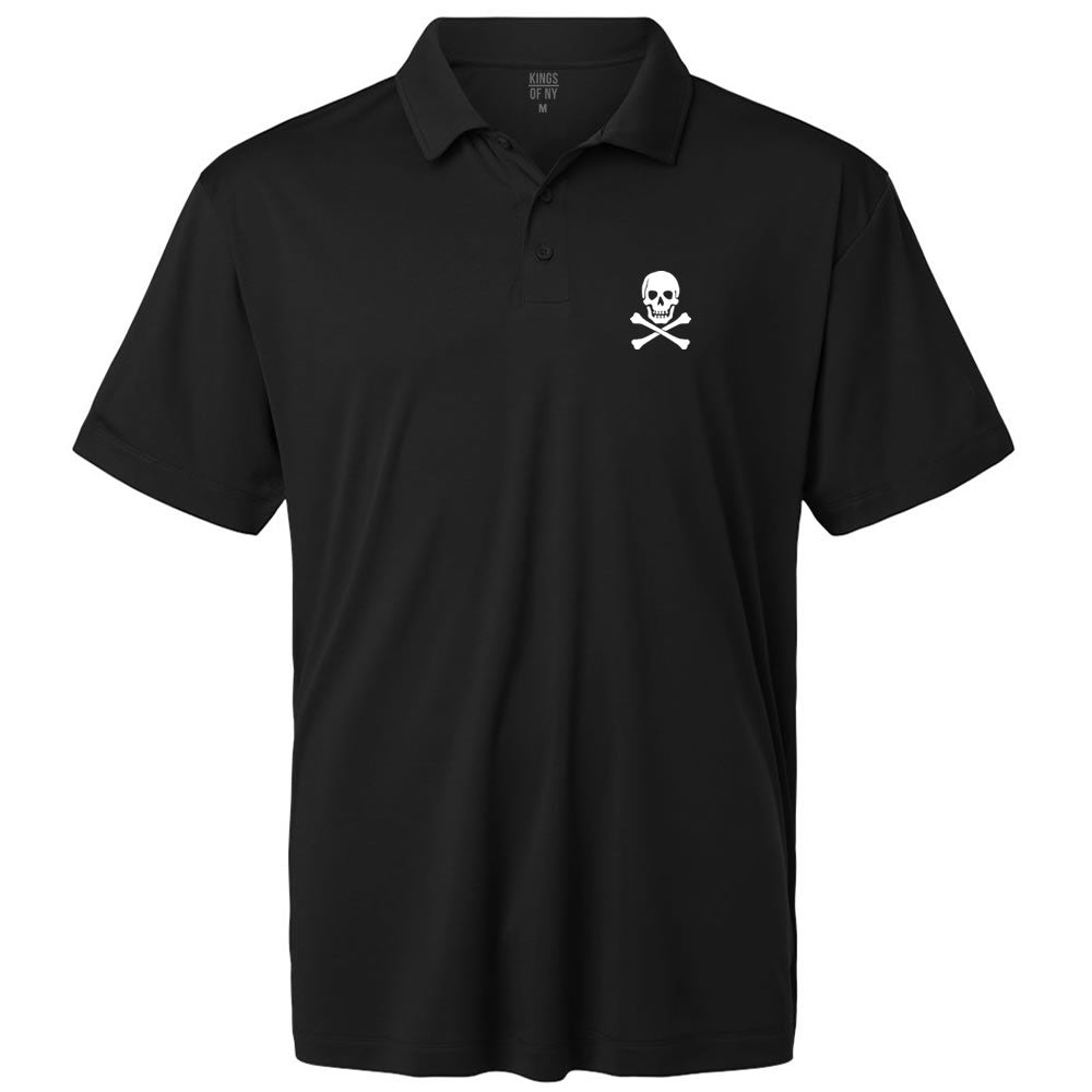 Black Skull & Crossbones Golf Polo Shirt | Men