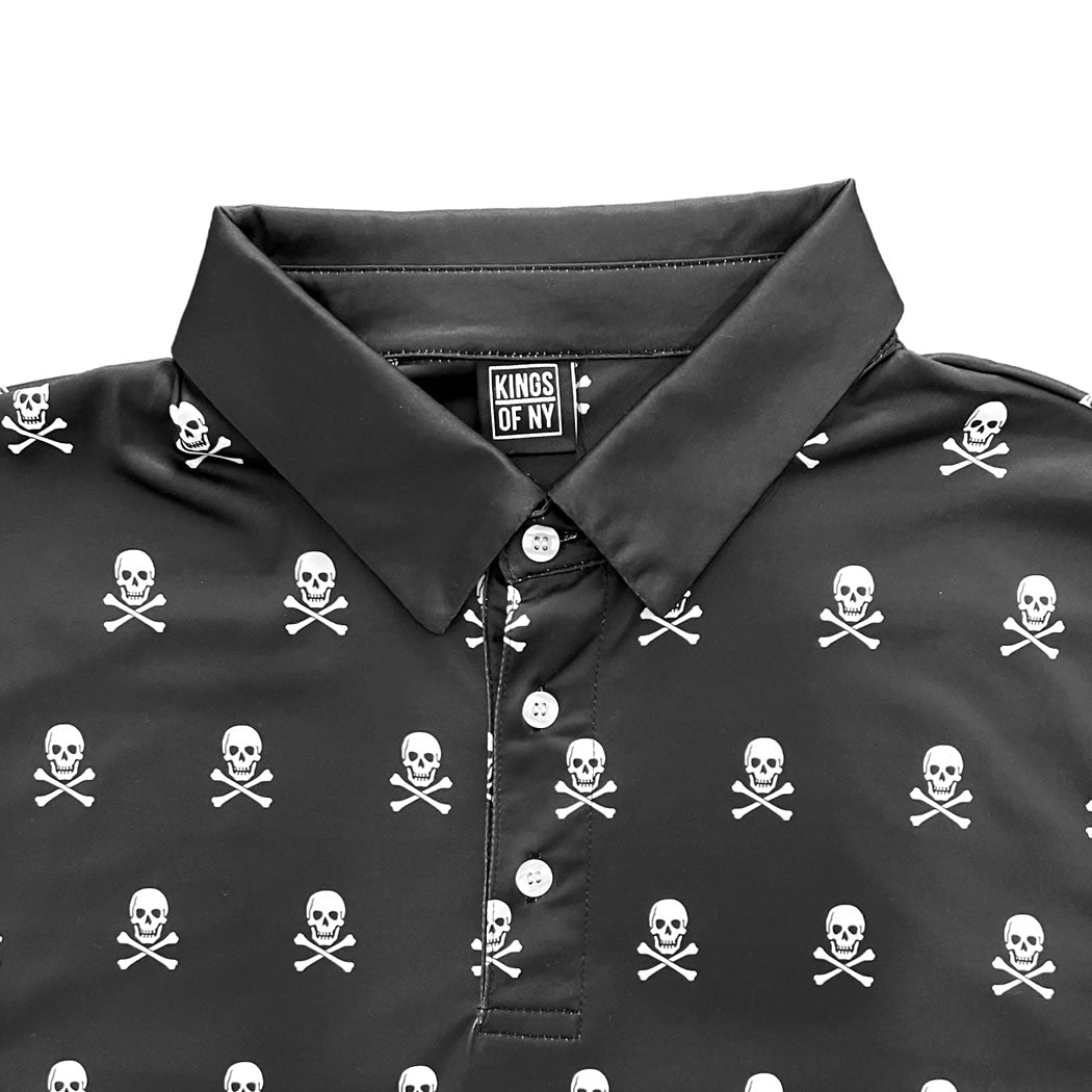 Black Skull And Crossbones Men's Short Sleeve Golf Polo Shirt Brand