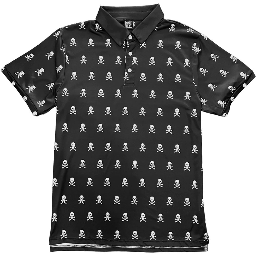 Black Skull And Crossbones Men's Short Sleeve Golf Polo Shirt