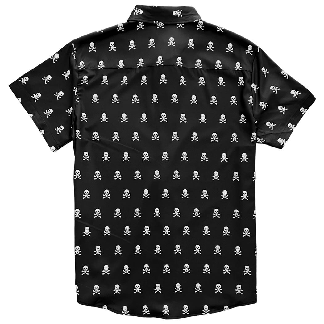skull dress shirt for men Men's Skulls On Black Long Sleeve Dress Shirt