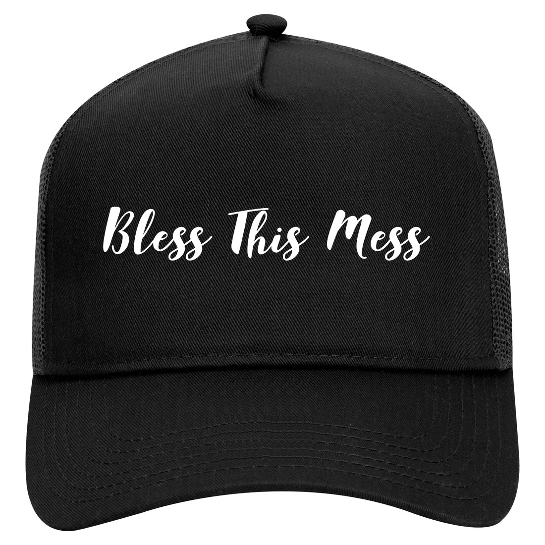 Bless This Mess Mens Mesh Trucker Hat Black
