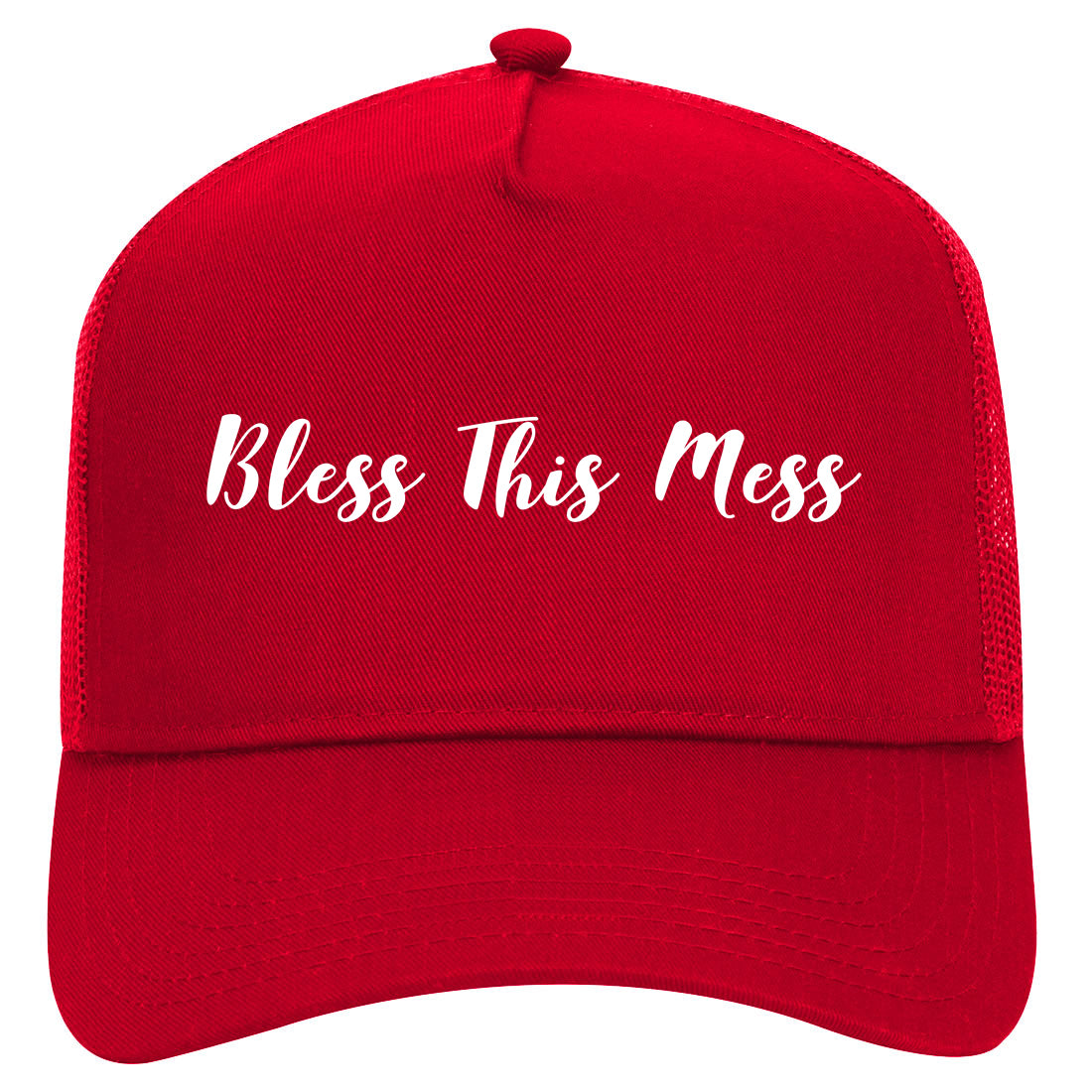 Bless This Mess Mens Mesh Trucker Hat Red
