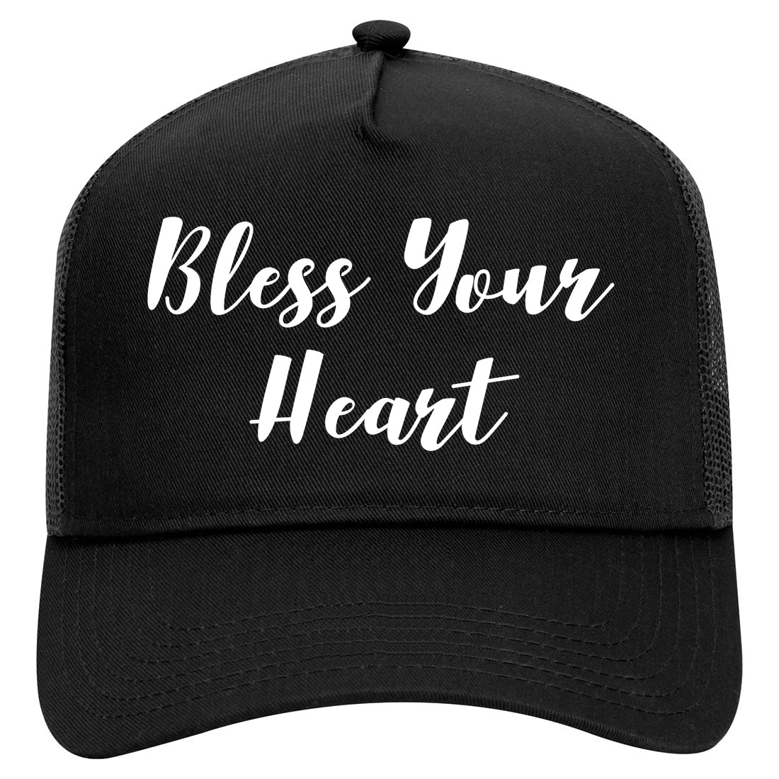 Bless Your Heart Mens Mesh Trucker Hat Black