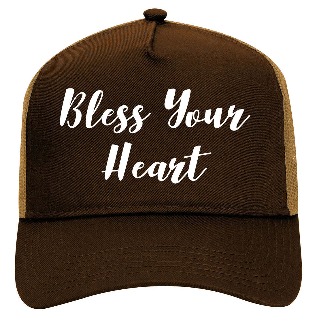 Bless Your Heart Mens Mesh Trucker Hat Brown