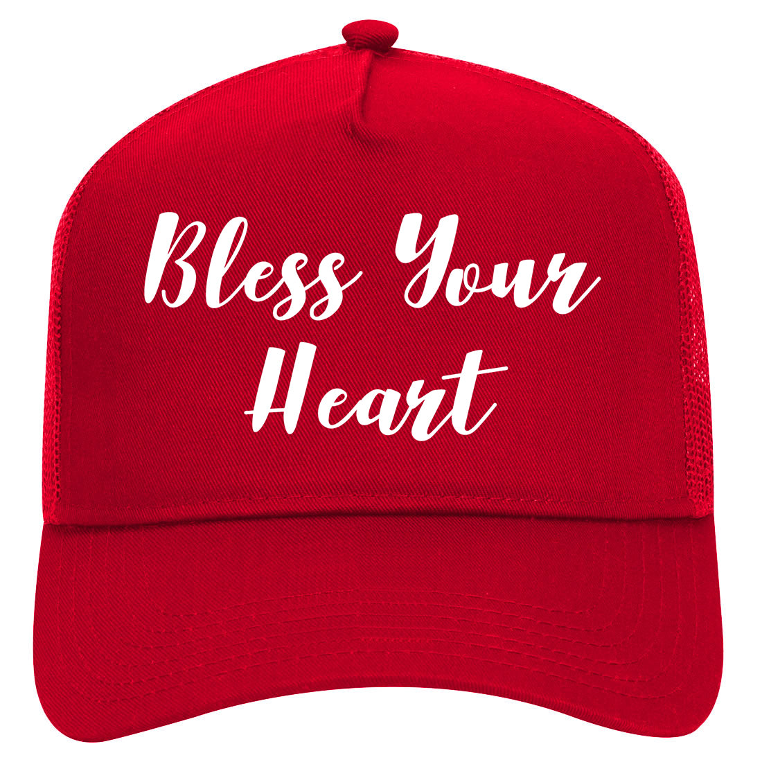 Bless Your Heart Mens Mesh Trucker Hat Red