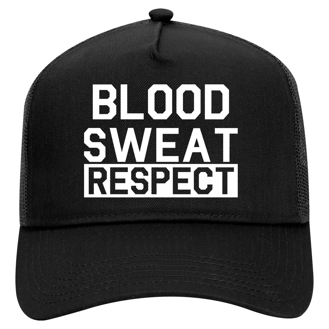 Blood Sweat Respect Gym Workout Mens Mesh Trucker Hat Black