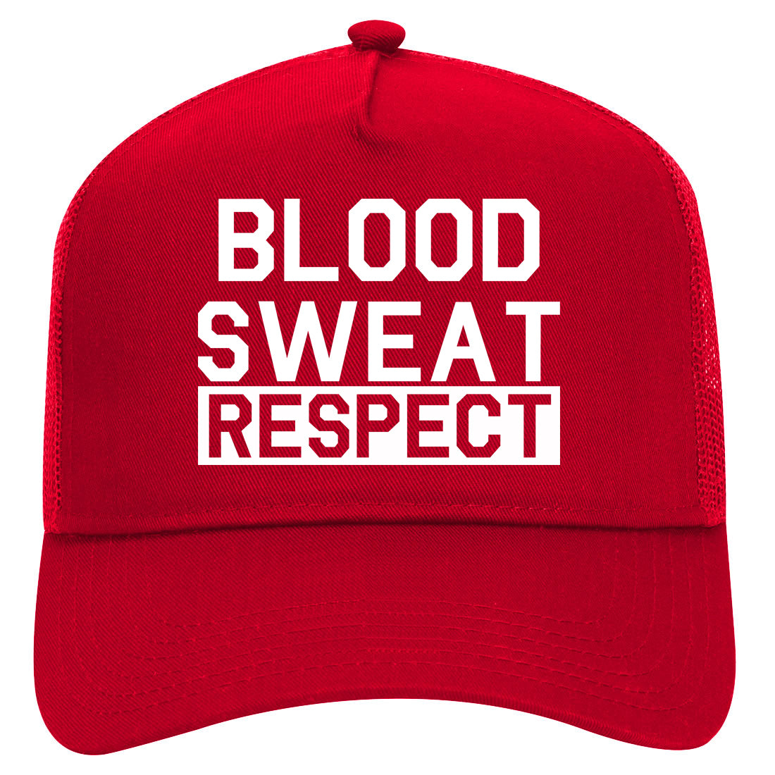 Blood Sweat Respect Gym Workout Mens Mesh Trucker Hat Red