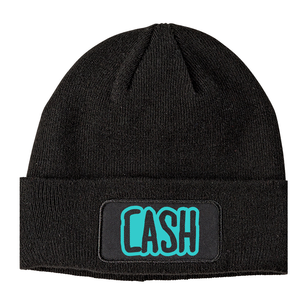 Blue CASH Winter Knit Adult Beanie Hat Black
