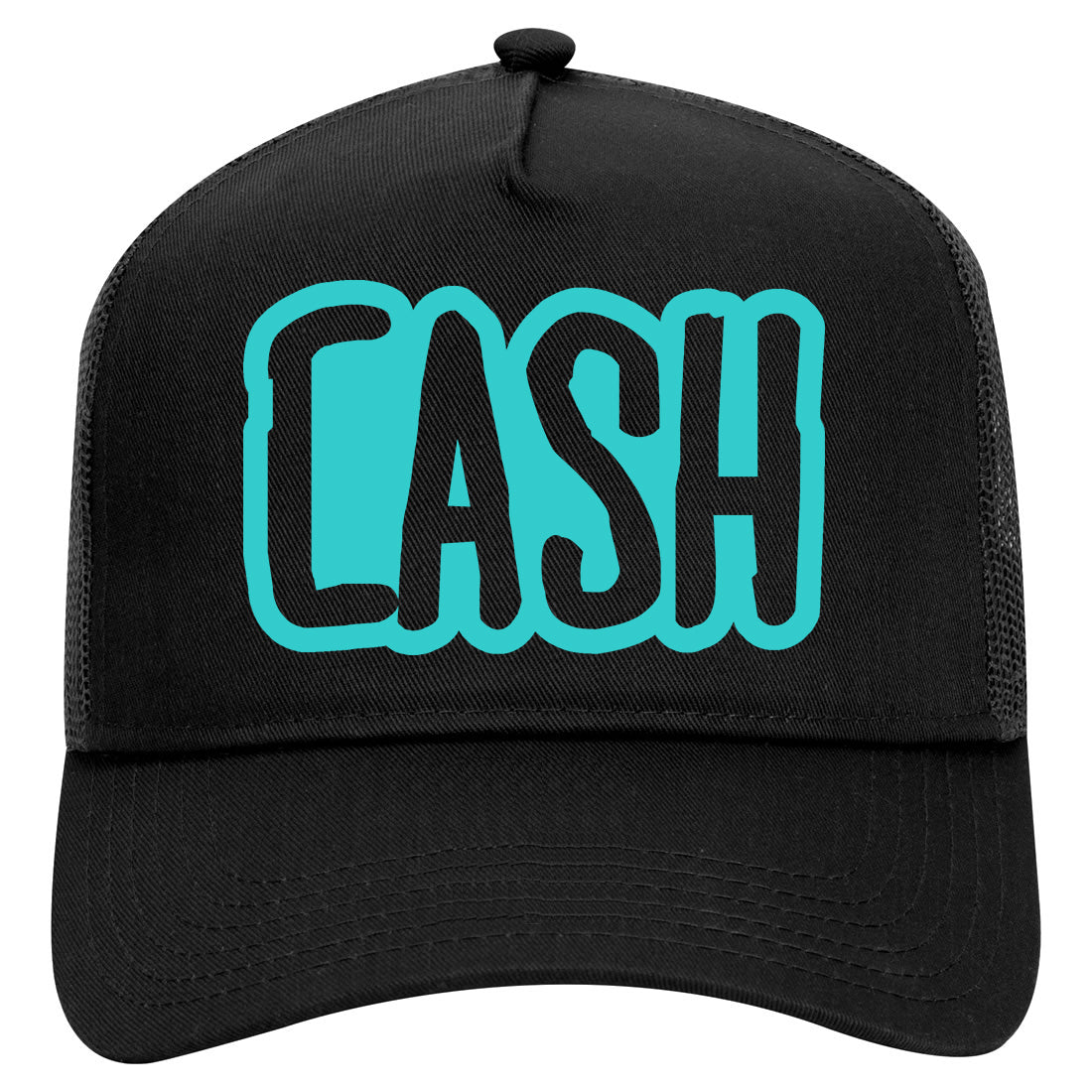 Blue CASH Mens Mesh Trucker Hat Black