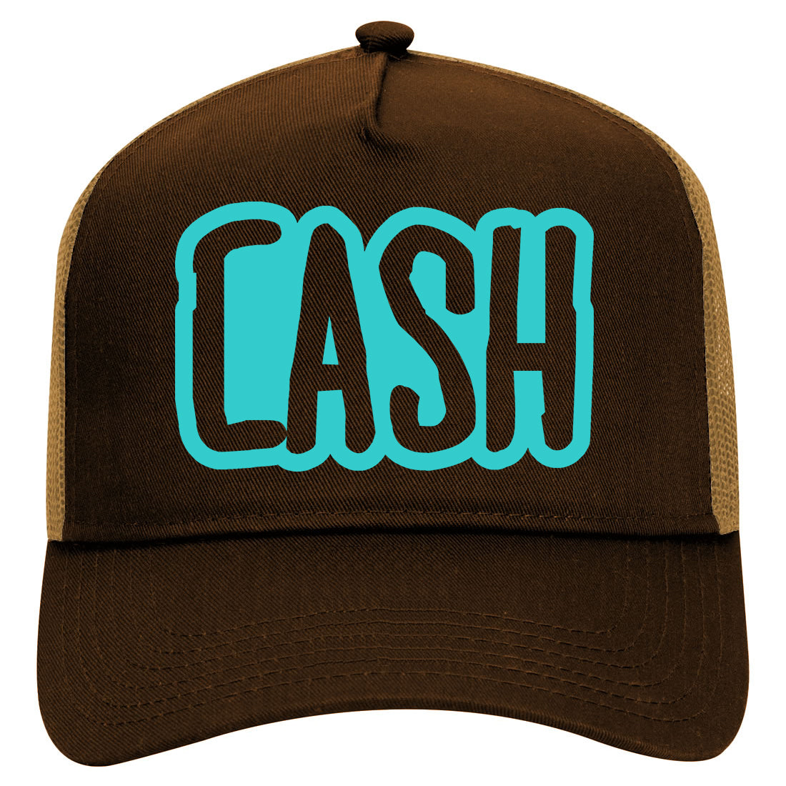 Blue CASH Mens Mesh Trucker Hat Brown