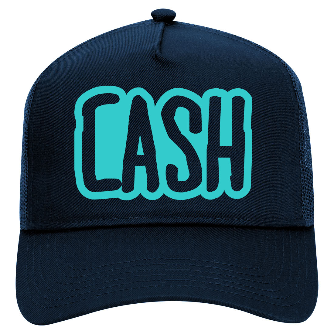 Blue CASH Mens Mesh Trucker Hat Navy Blue