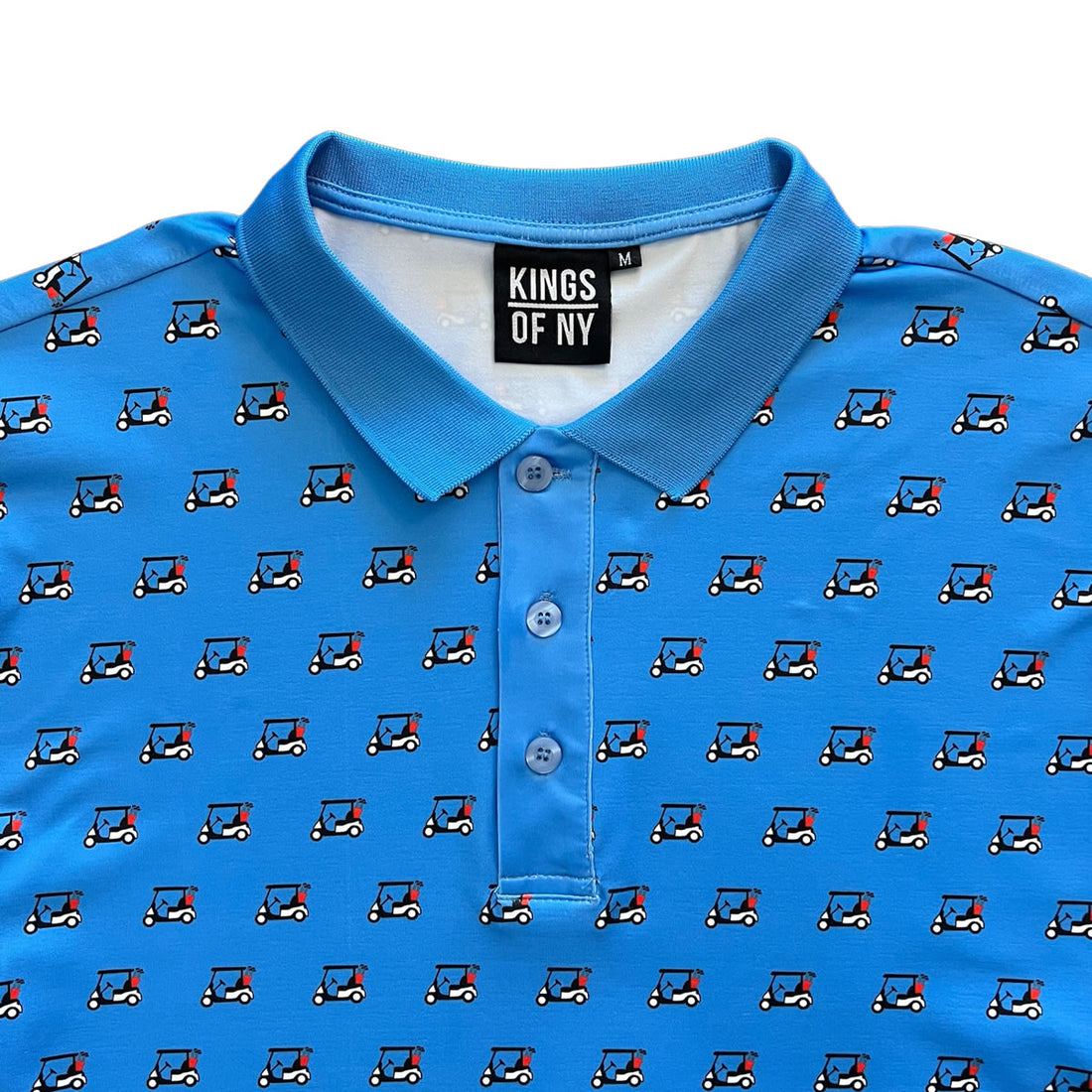 Blue Golf Cart Print Short Sleeve Men's Golf Polo Shirt Brand