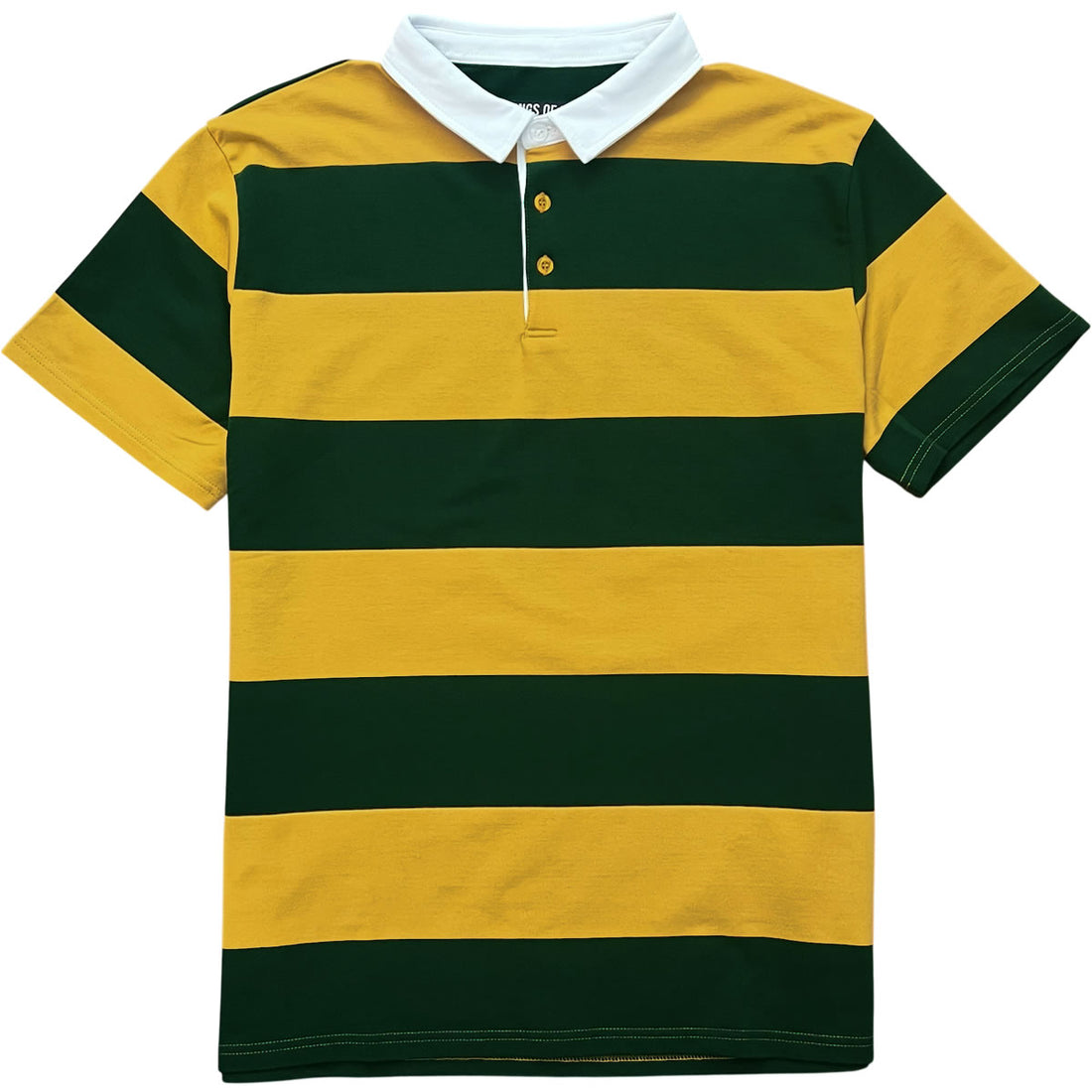 Blue Green Yellow Short Sleeve Striped Men's Rugby Shirt XX-Large / Blue Green and Yellow Blue Green Yellow Short Sleeve Striped Men's Rugby Shirt XX-Large / Blue Green and Yellow