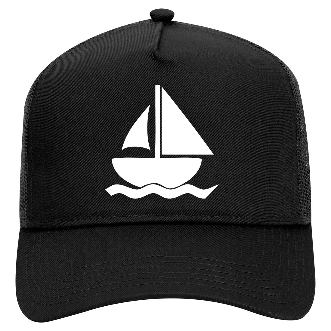 Boat Captain Mens Mesh Trucker Hat Black