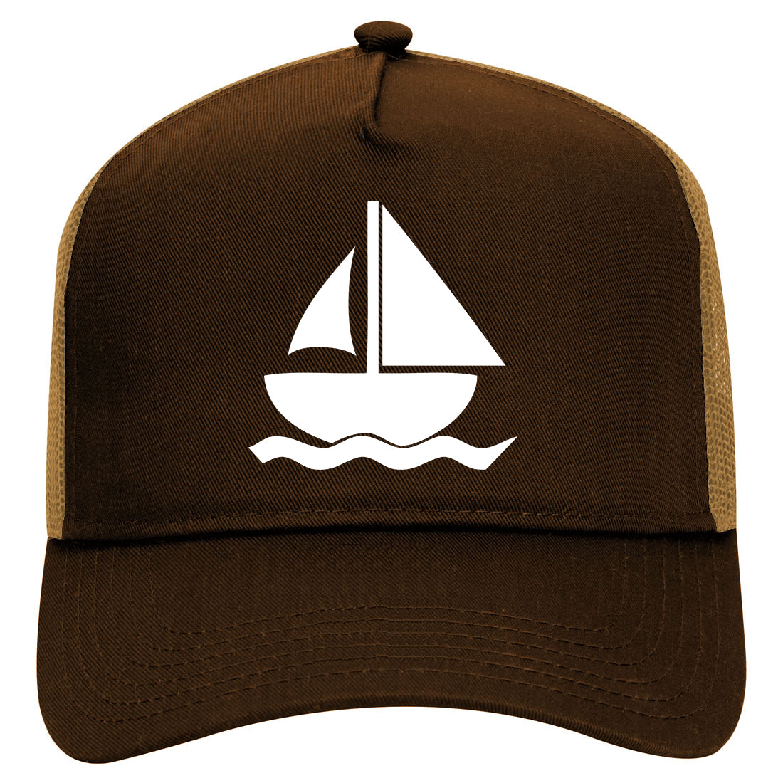 Boat Captain Mens Mesh Trucker Hat Brown
