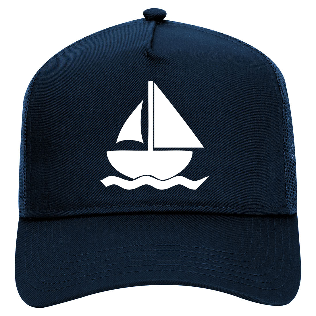 Boat Captain Mens Mesh Trucker Hat Navy Blue