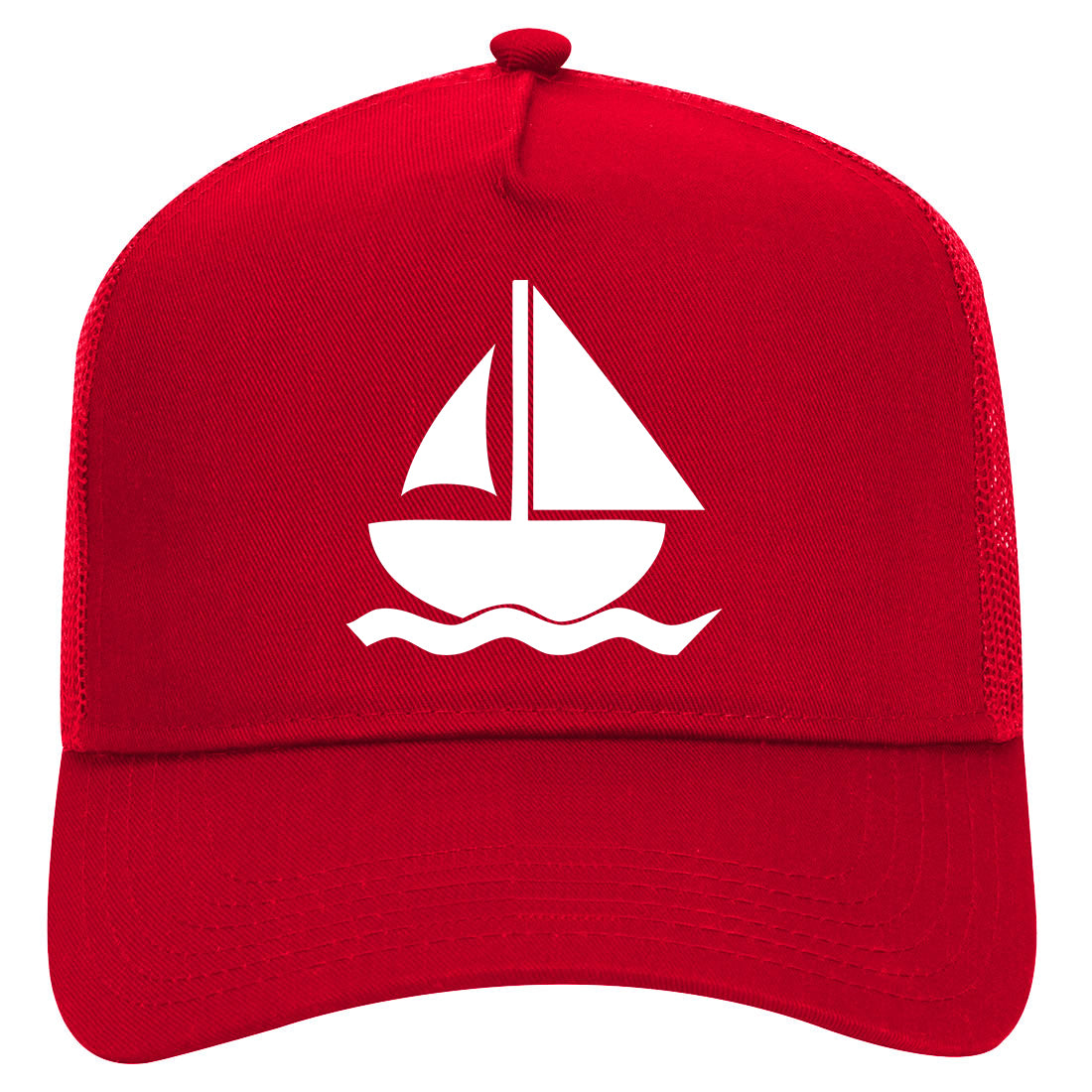 Boat Captain Mens Mesh Trucker Hat Red