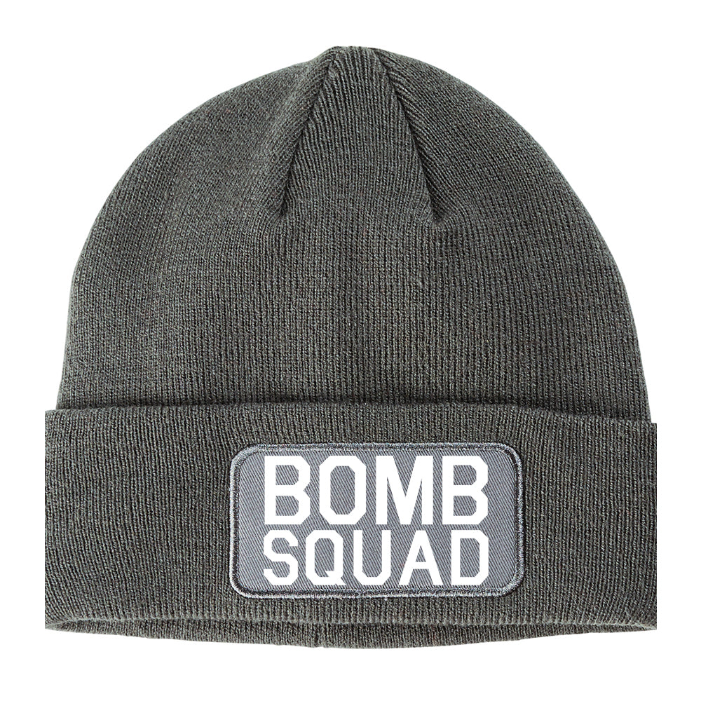 Bomb Squad Winter Knit Adult Beanie Hat Grey