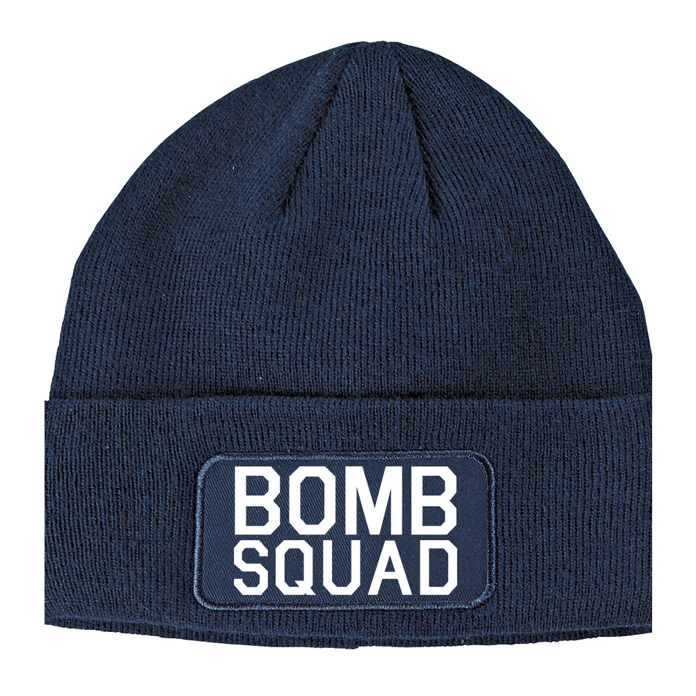 Bomb Squad Winter Knit Adult Beanie Hat Navy Blue