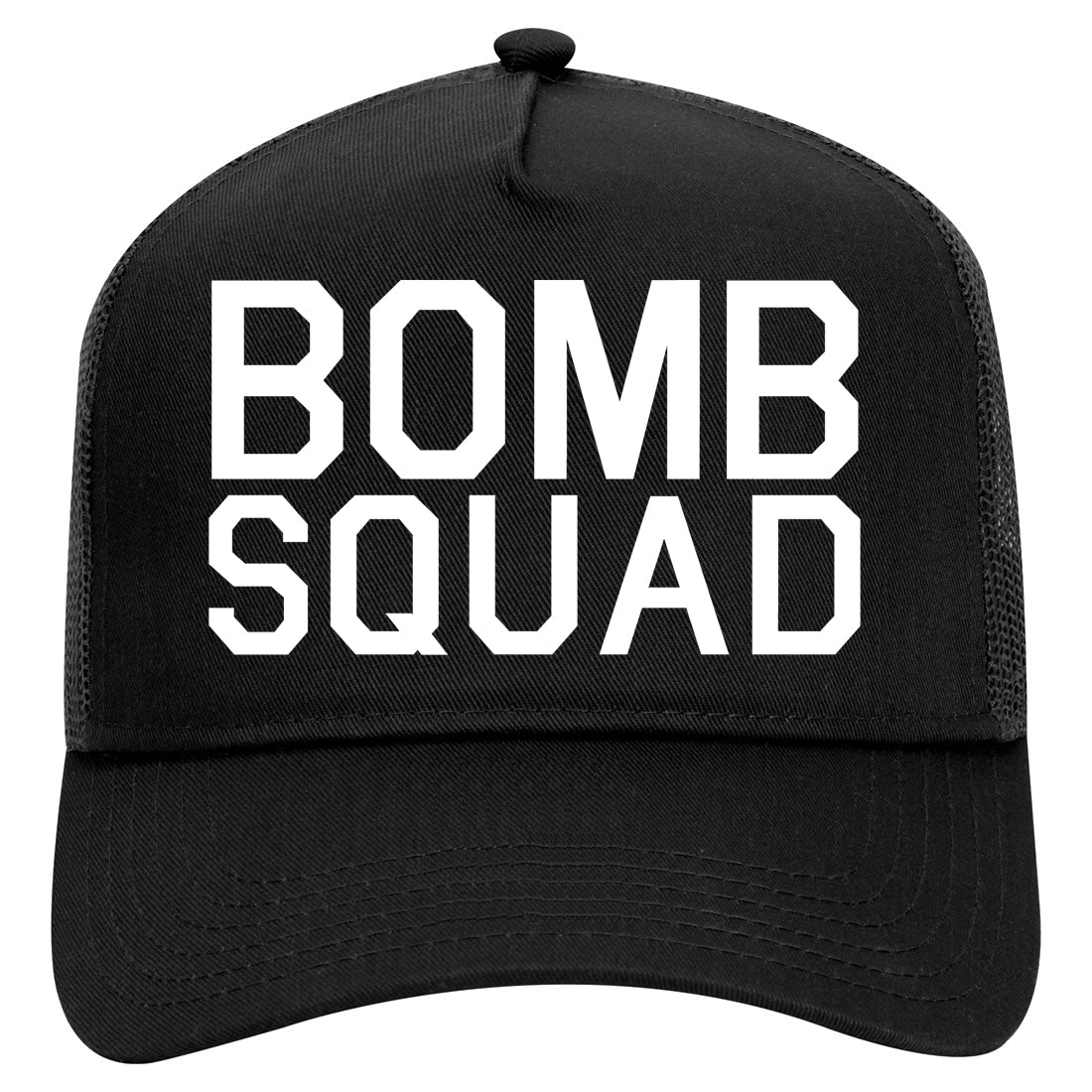 Bomb Squad Mens Mesh Trucker Hat Black
