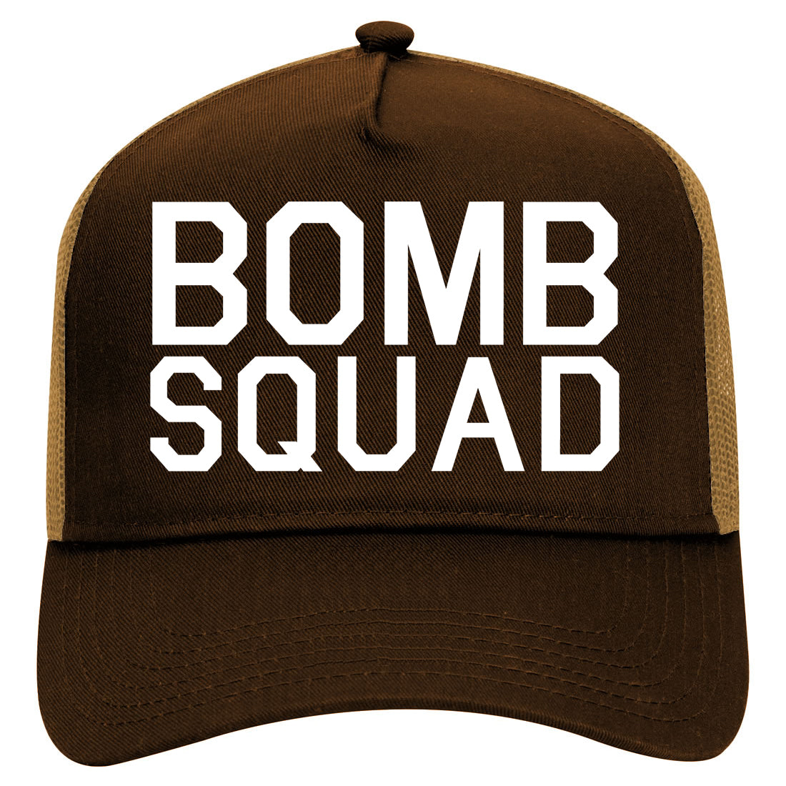 Bomb Squad Mens Mesh Trucker Hat Brown