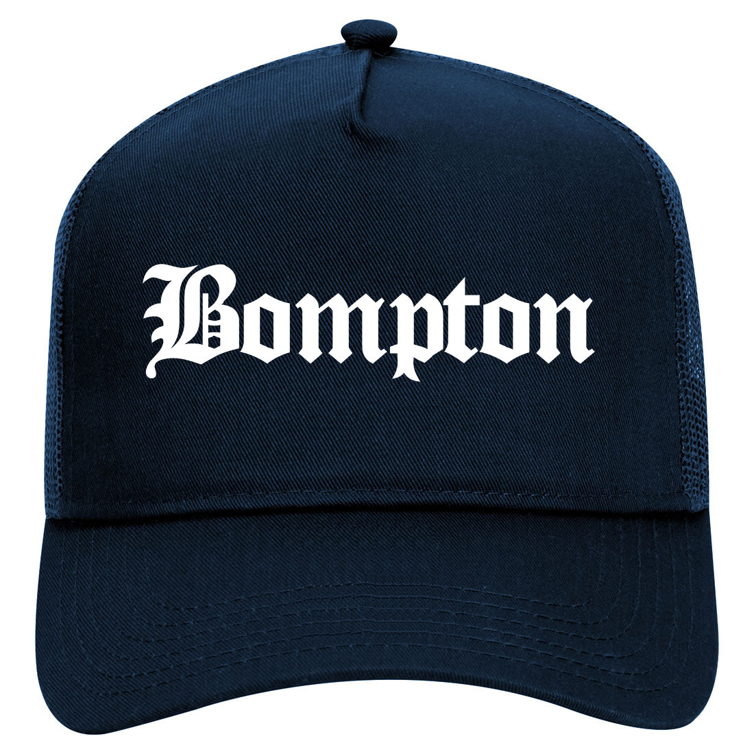 Bompton Blood Mens Mesh Trucker Hat Navy Blue