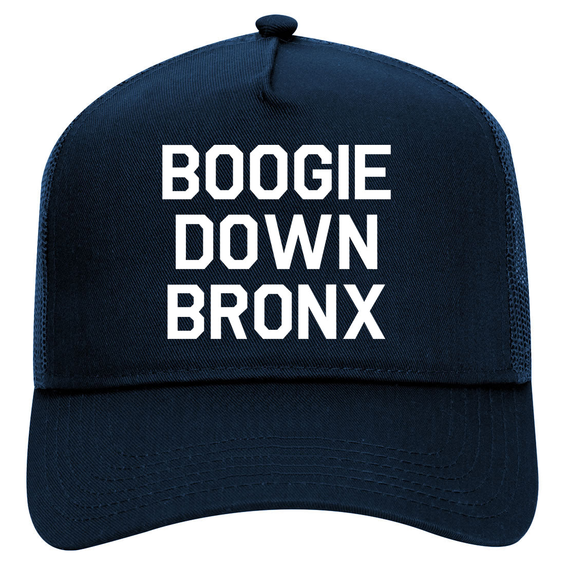 Boogie Down Bronx Mens Mesh Trucker Hat Navy Blue