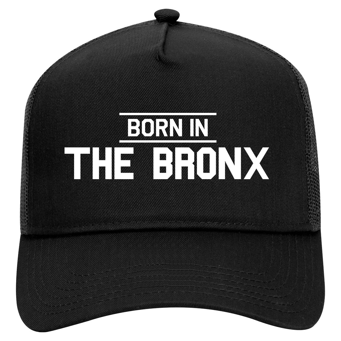 Born In The Bronx NY Mens Mesh Trucker Hat Black