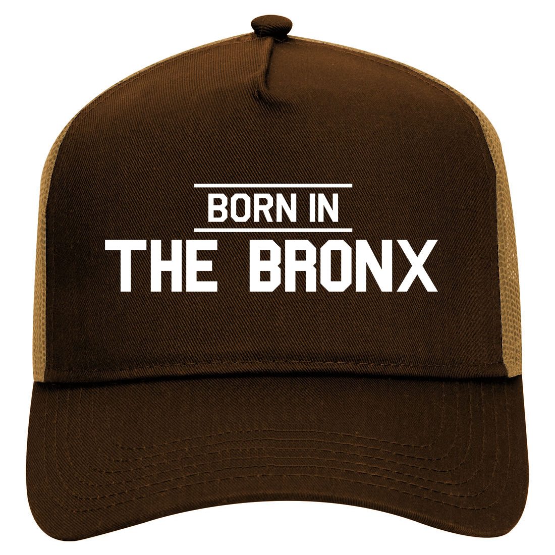 Born In The Bronx NY Mens Mesh Trucker Hat Brown