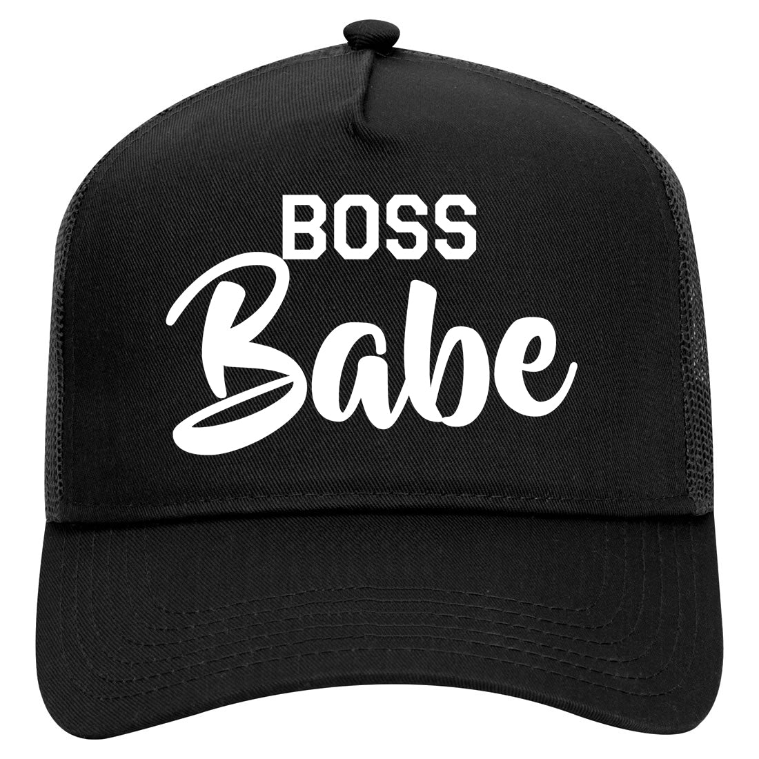Boss Babe Mens Mesh Trucker Hat Black