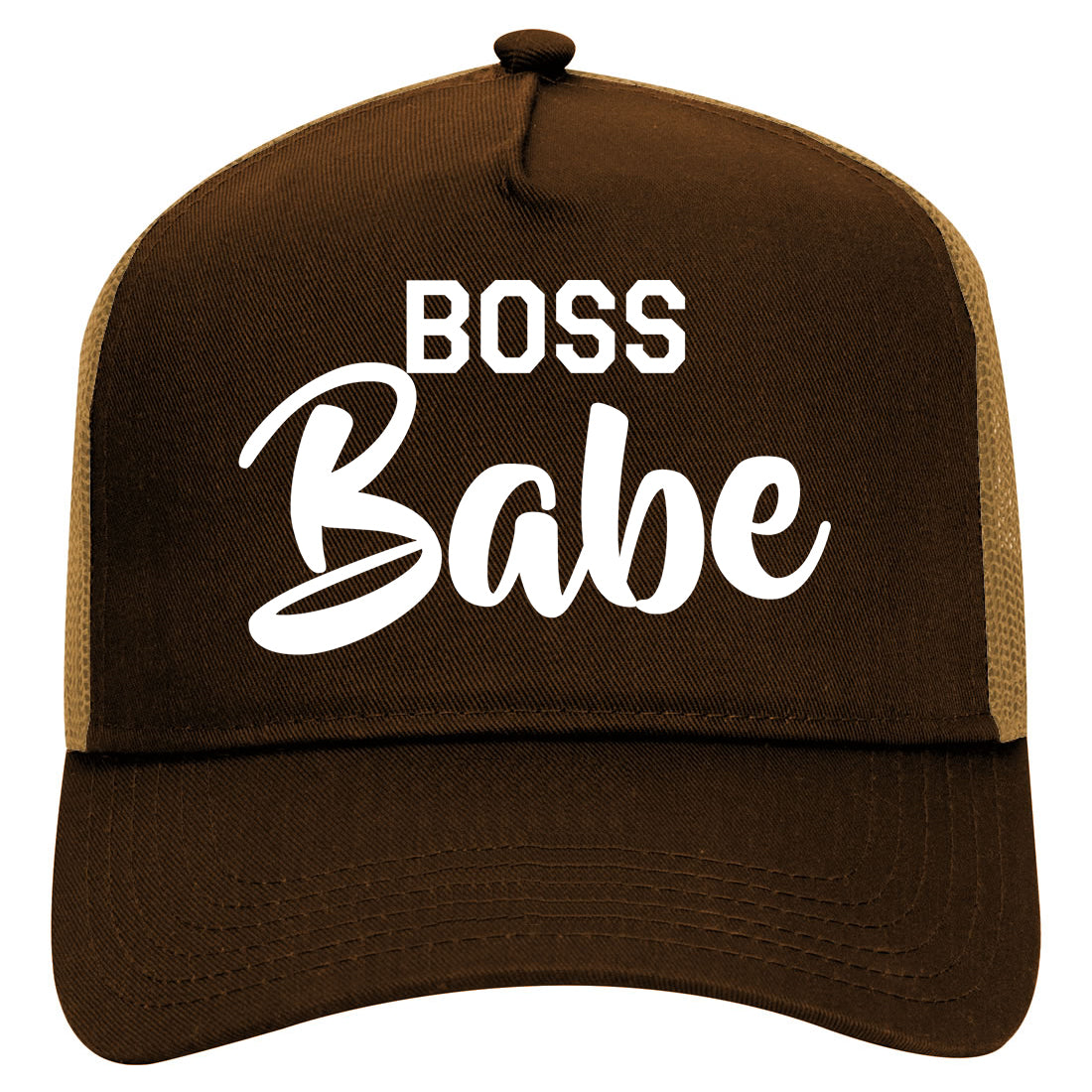 Boss Babe Mens Mesh Trucker Hat Brown
