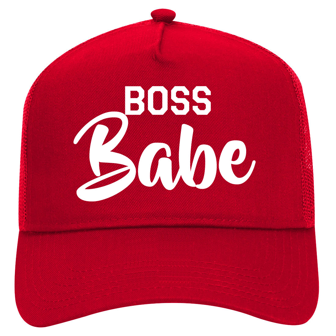 Boss Babe Mens Mesh Trucker Hat Red