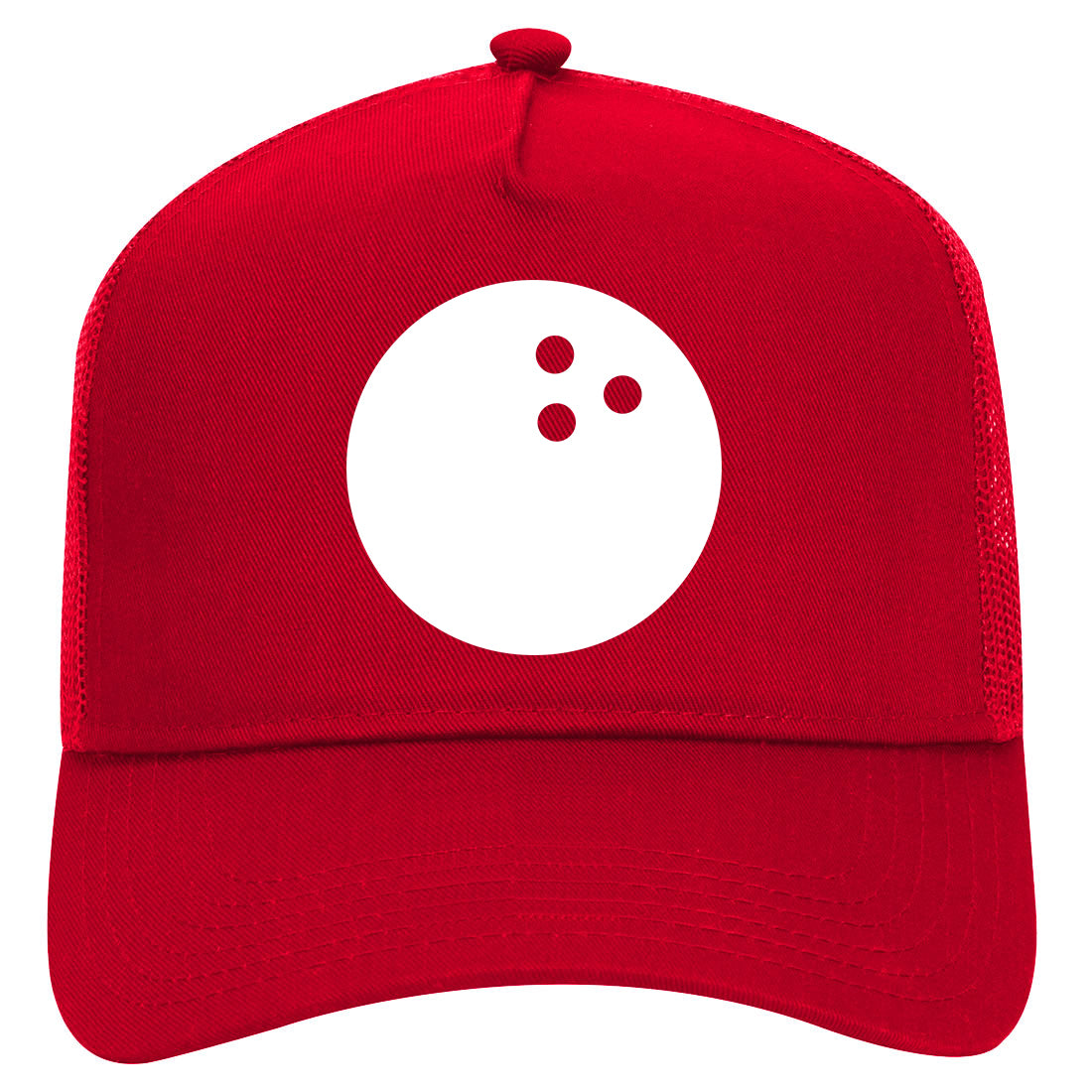 Bowling Ball Mens Mesh Trucker Hat Red