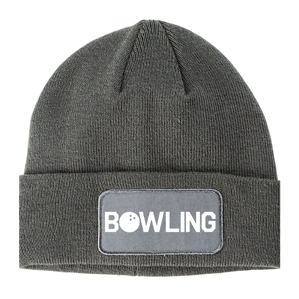Bowling Winter Knit Adult Beanie Hat Grey