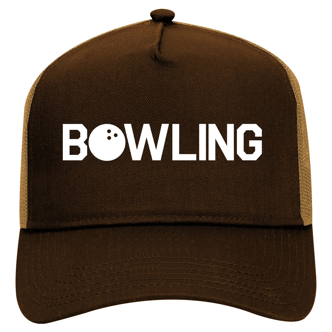 Bowling Mens Mesh Trucker Hat Brown
