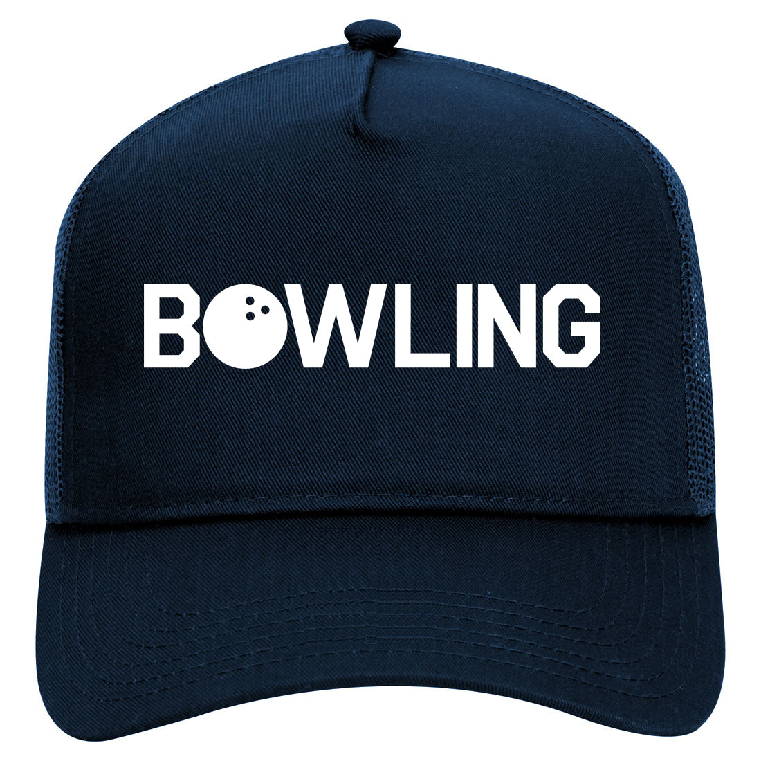 Bowling Mens Mesh Trucker Hat Navy Blue