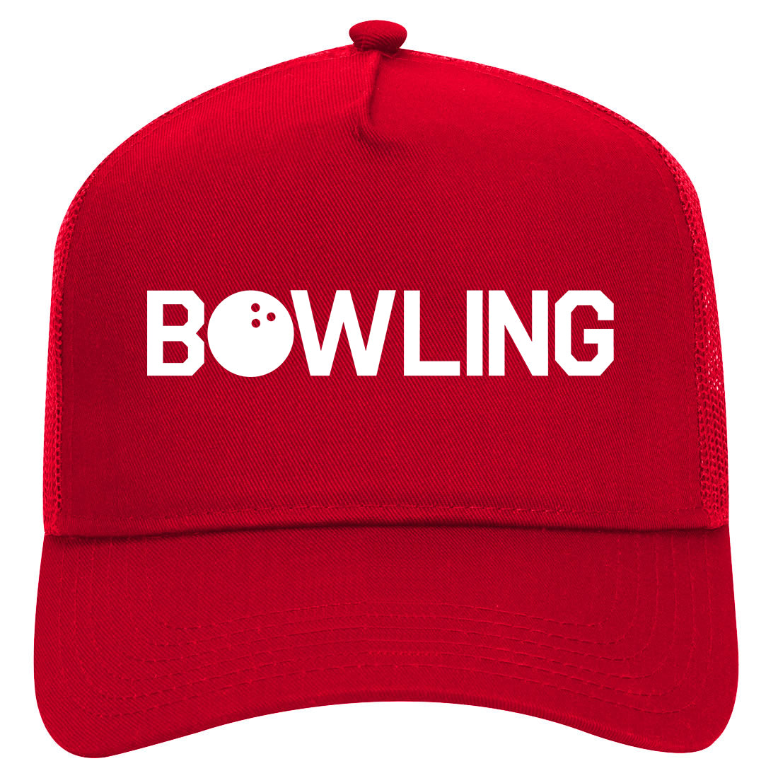 Bowling Mens Mesh Trucker Hat Red