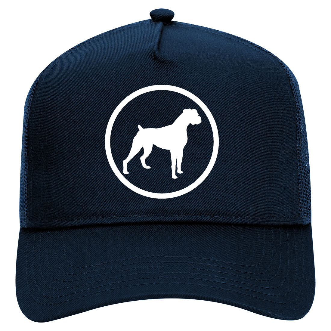 Boxer Dog Breed Mens Mesh Trucker Hat Navy Blue