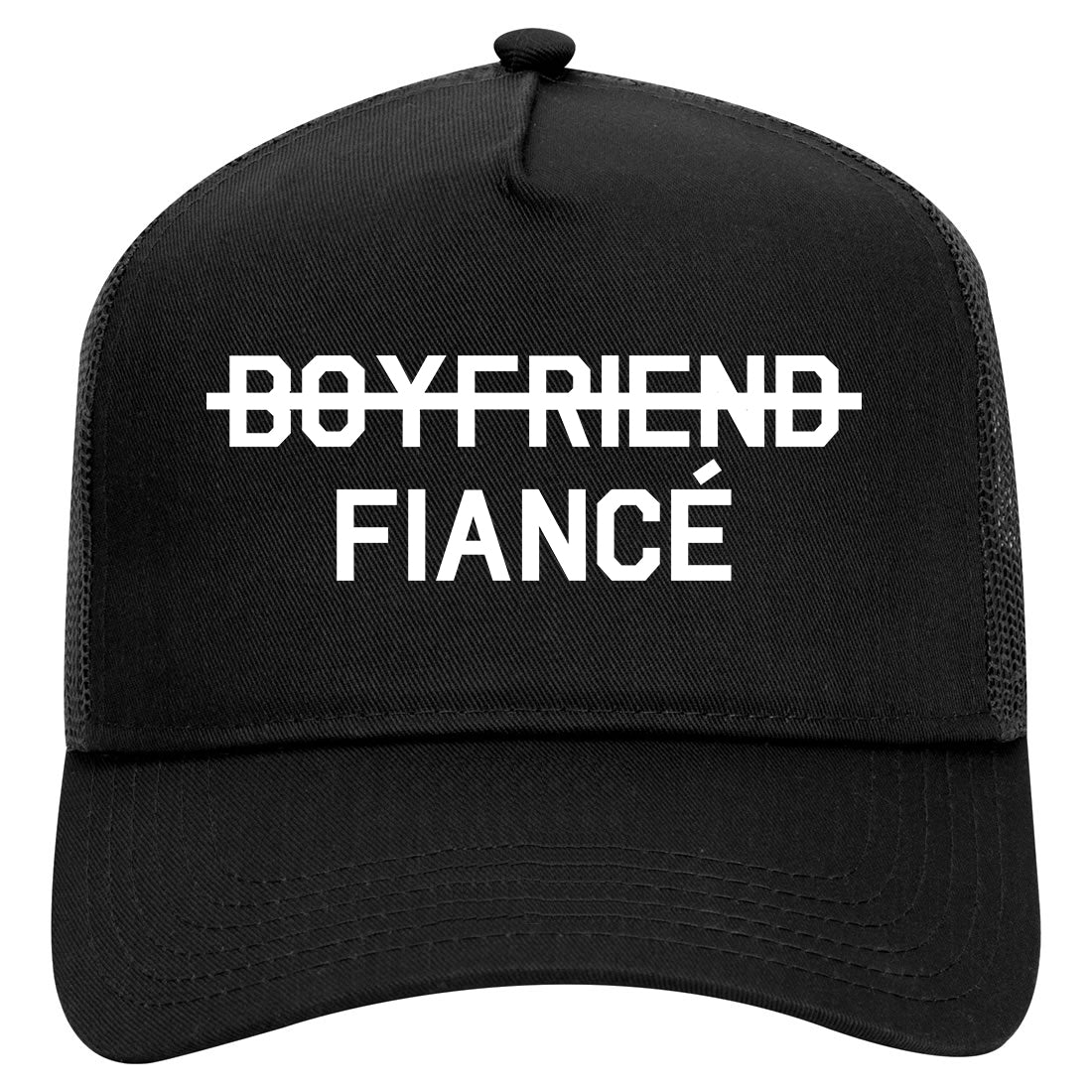 Boyfriend Fiance Engagement Mens Mesh Trucker Hat Black