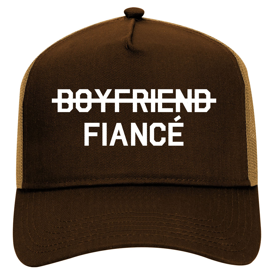 Boyfriend Fiance Engagement Mens Mesh Trucker Hat Brown