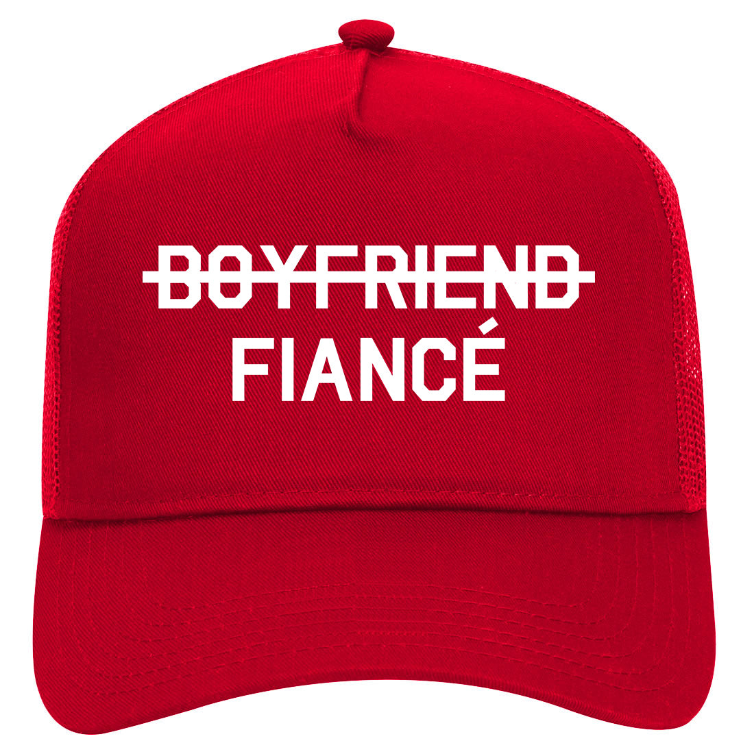 Boyfriend Fiance Engagement Mens Mesh Trucker Hat Red