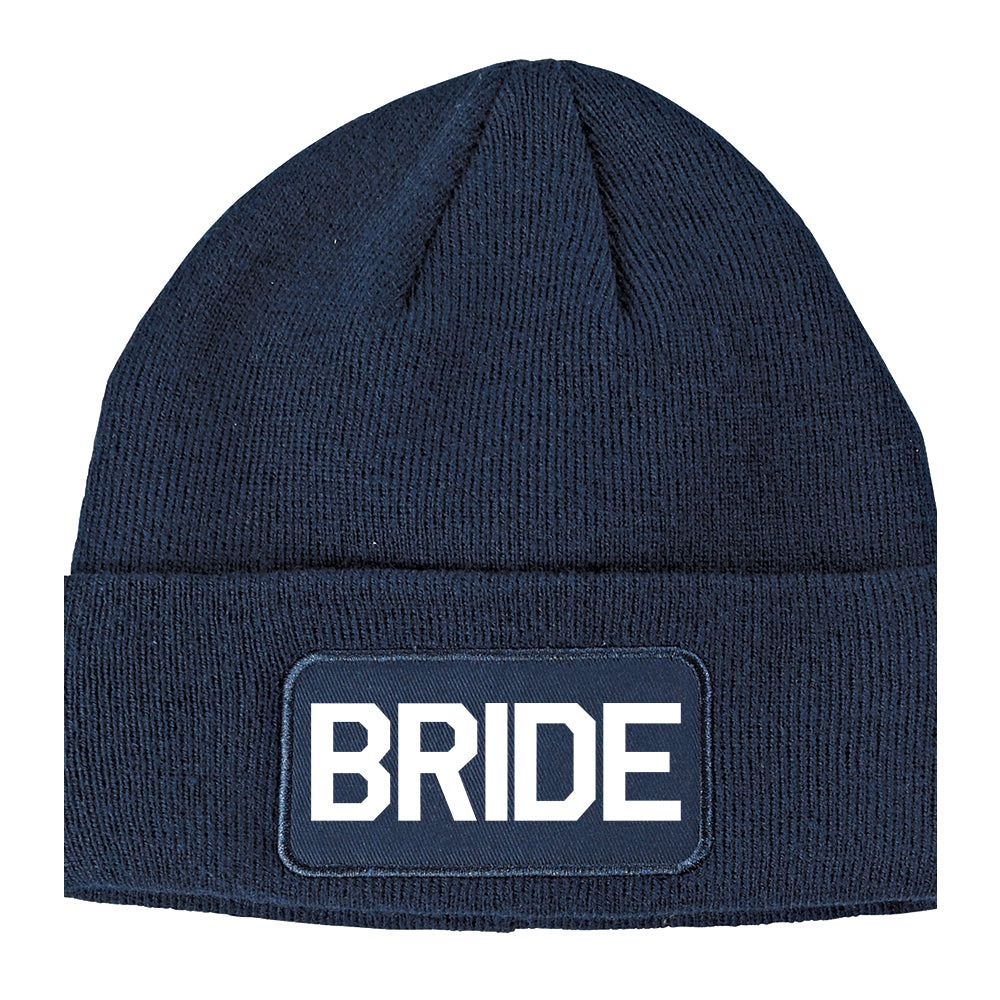 Bride Bachlorette Party Winter Knit Adult Beanie Hat Navy Blue