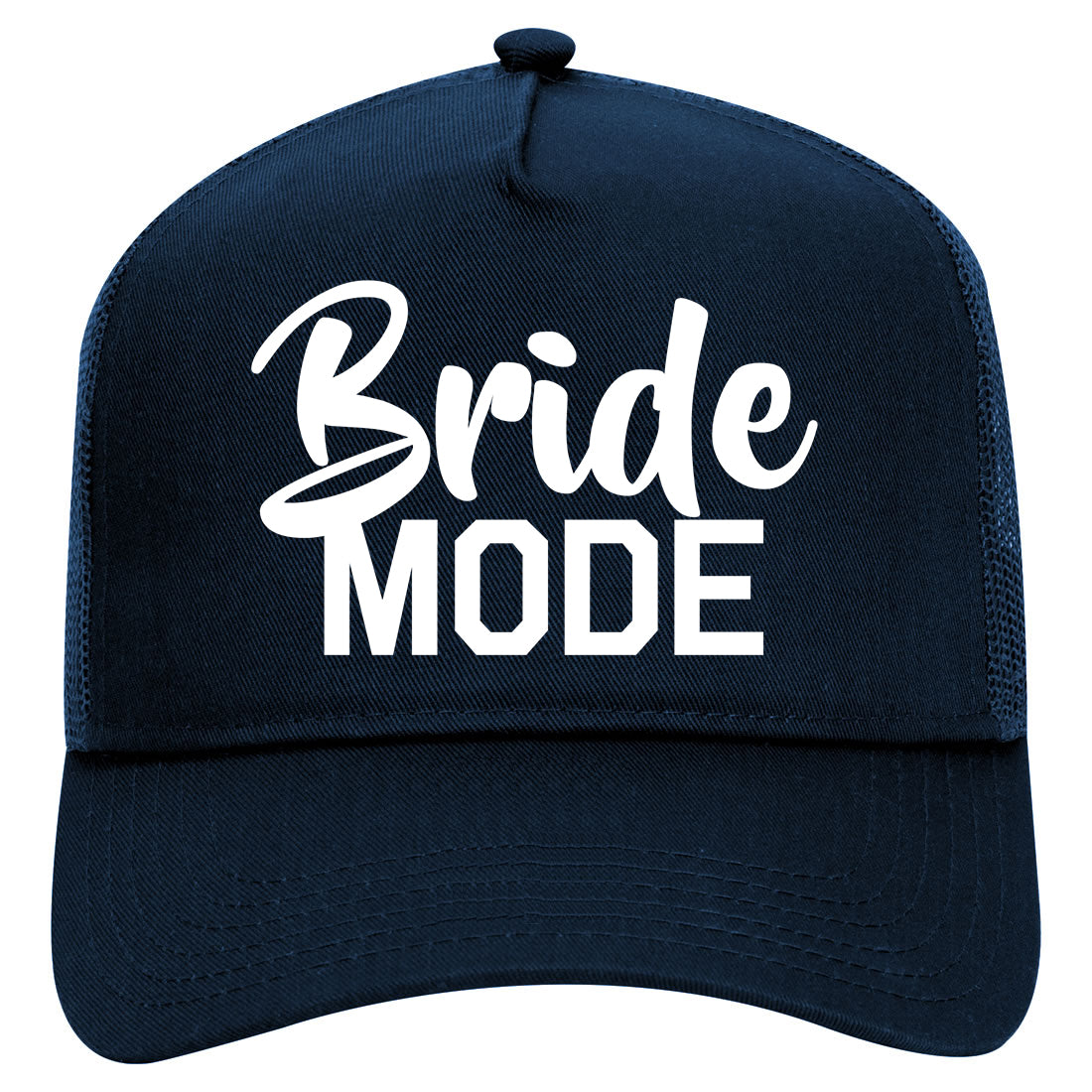 Bride Mode Bridal Mens Mesh Trucker Hat Navy Blue