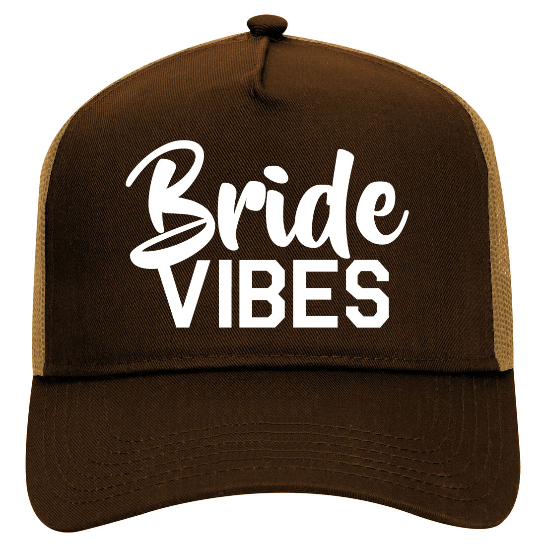 Bride Vibes Bridal Mens Mesh Trucker Hat Brown