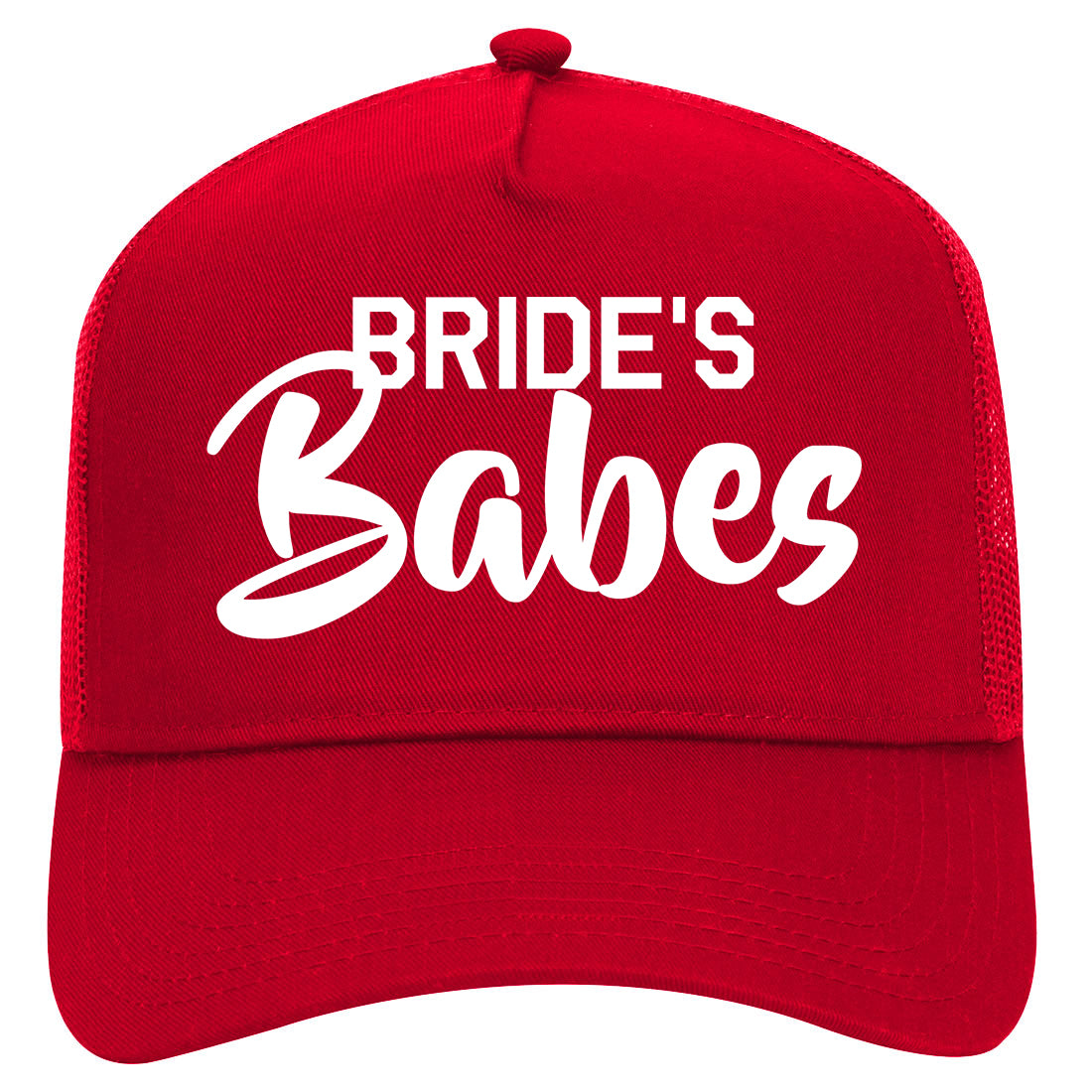 Brides Babes Wedding Mens Mesh Trucker Hat Red