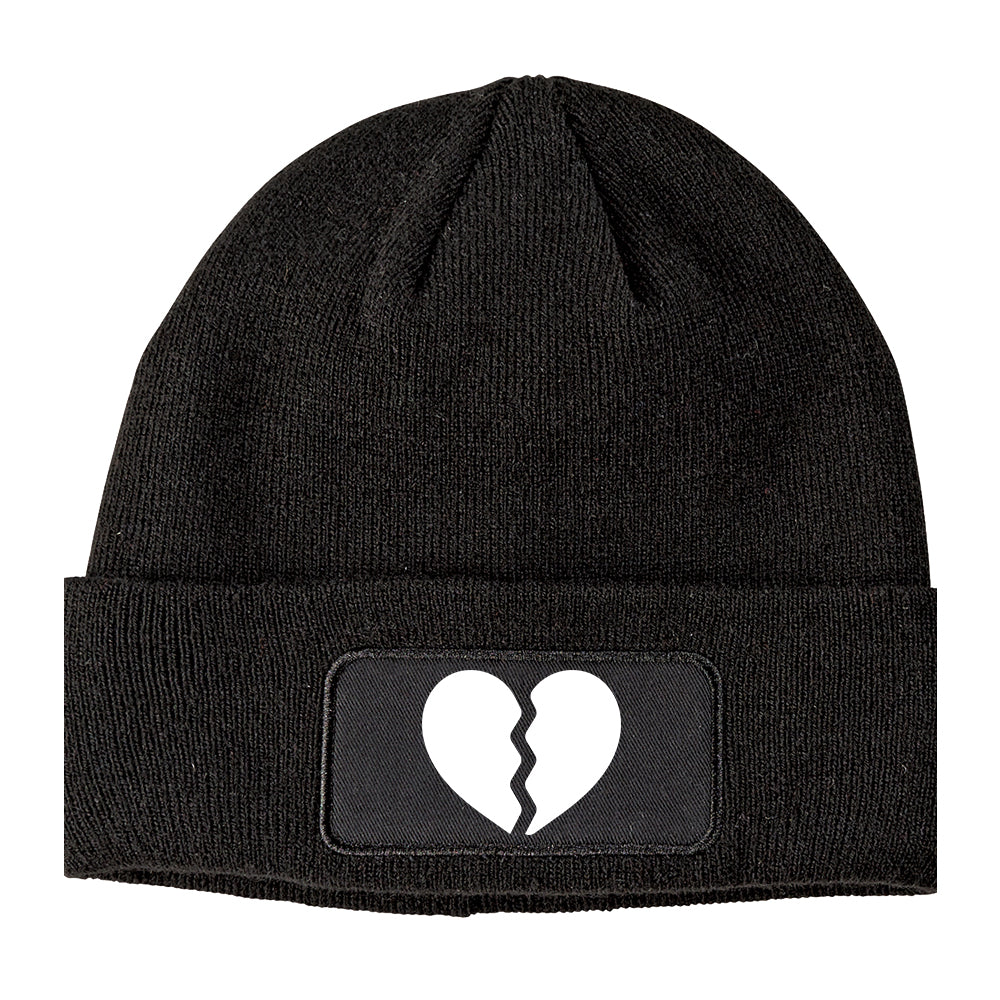 Broken Heart Winter Knit Adult Beanie Hat Black