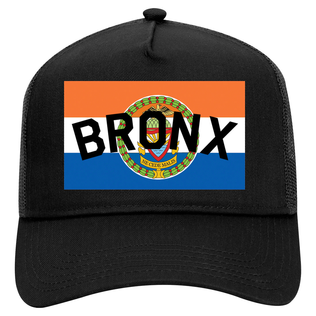 Bronx Flag Mens Mesh Trucker Hat Black