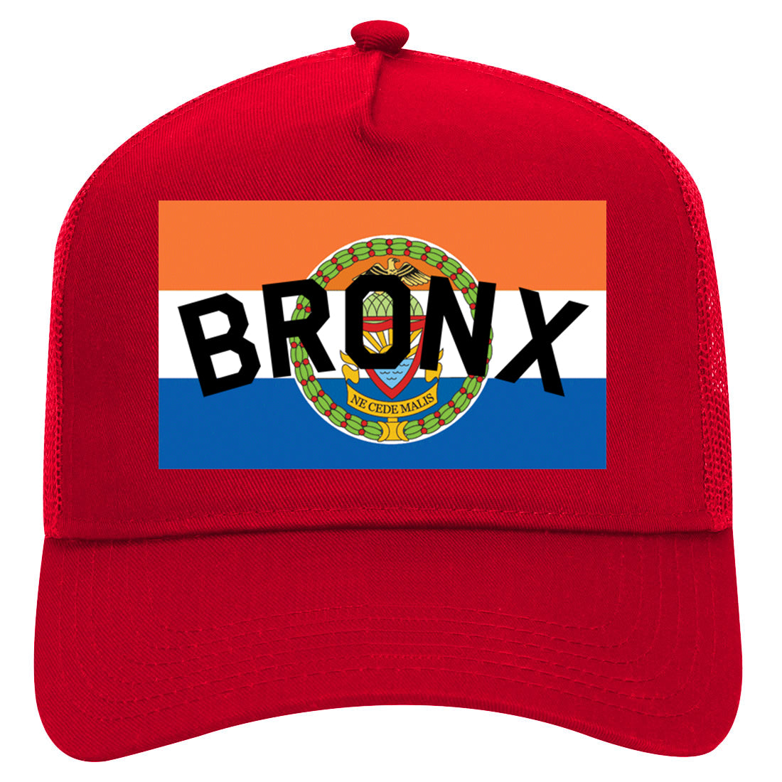 Bronx Flag Mens Mesh Trucker Hat Red