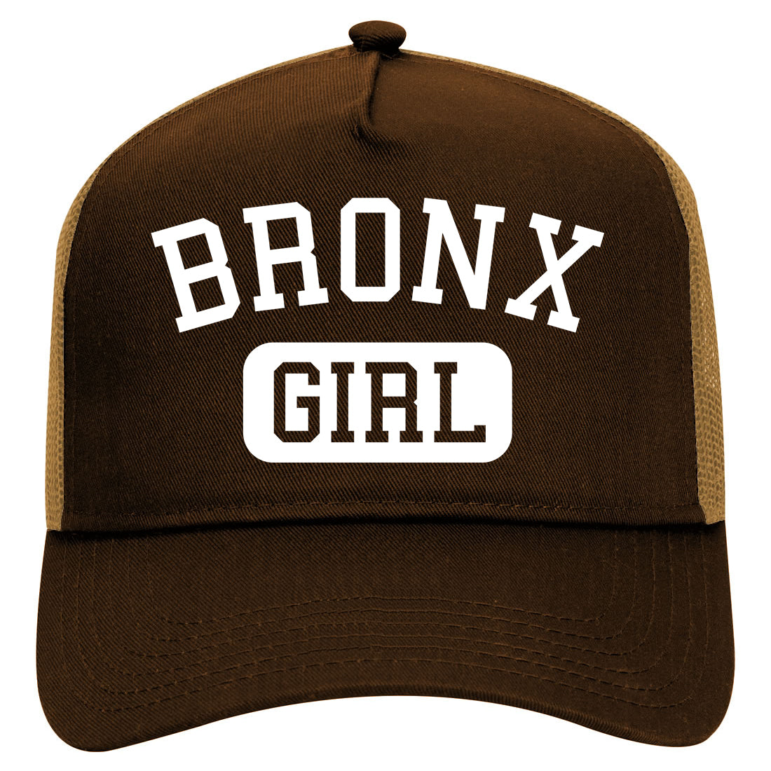 Bronx Girl New York Mens Mesh Trucker Hat Brown